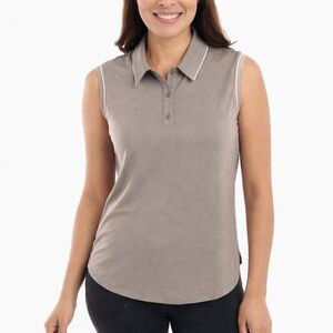 Elle Sport Women's XS Sleeveless Polo Beige H0613